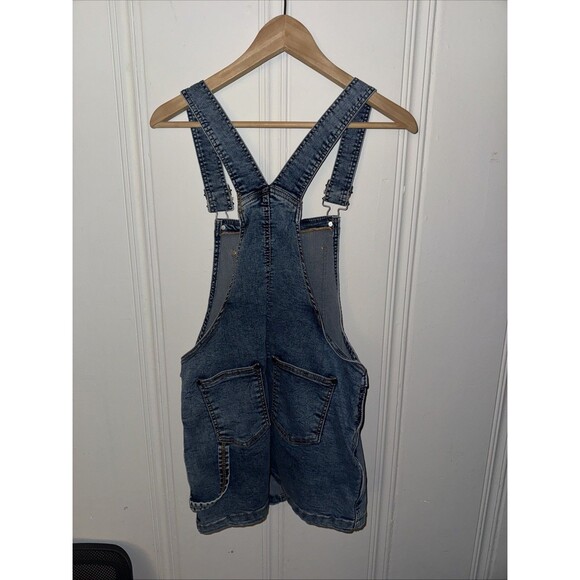 Love Trends Overall Skirt Womens M Denim Jumper Skirtall Blue Short - Picture 3 of 3